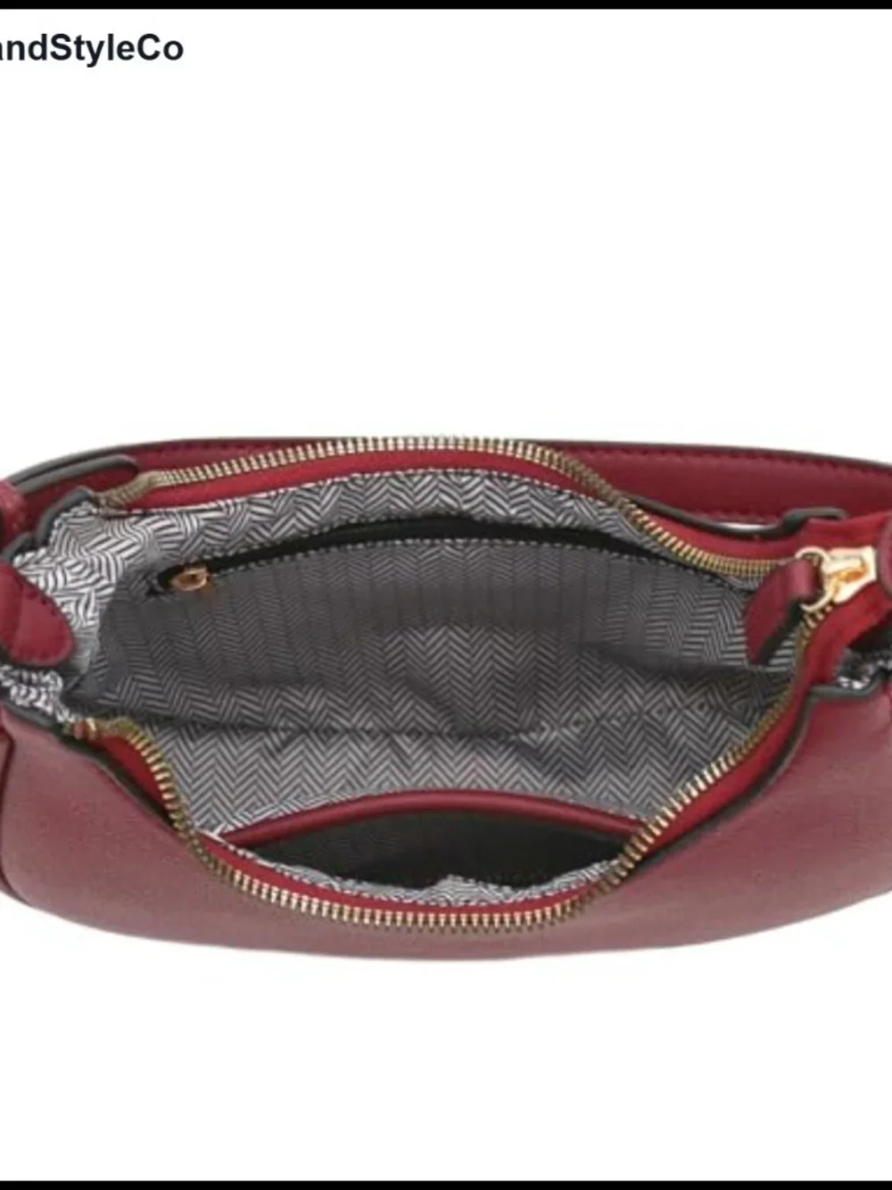 Faux Leather Small Crescent Shoulder Bag With Adjustable Strap, Two Pockets,
